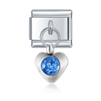 Hapiship Nova 12-mjesečna rođendanska boja srca Blistave CZ šarm veze Fit 9 mm narukvica od nehrđajućeg čelika DIY izrada nakita DJ555