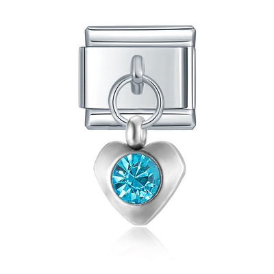 Hapiship Nova 12-mjesečna rođendanska boja srca Blistave CZ šarm veze Fit 9 mm narukvica od nehrđajućeg čelika DIY izrada nakita DJ555