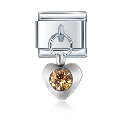 Hapiship Nova 12-mjesečna rođendanska boja srca Blistave CZ šarm veze Fit 9 mm narukvica od nehrđajućeg čelika DIY izrada nakita DJ555