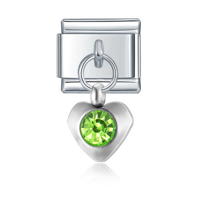 Hapiship Nova 12-mjesečna rođendanska boja srca Blistave CZ šarm veze Fit 9 mm narukvica od nehrđajućeg čelika DIY izrada nakita DJ555