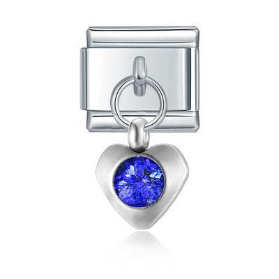 Hapiship Nova 12-mjesečna rođendanska boja srca Blistave CZ šarm veze Fit 9 mm narukvica od nehrđajućeg čelika DIY izrada nakita DJ555