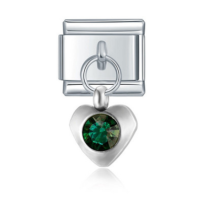 Hapiship Nova 12-mjesečna rođendanska boja srca Blistave CZ šarm veze Fit 9 mm narukvica od nehrđajućeg čelika DIY izrada nakita DJ555