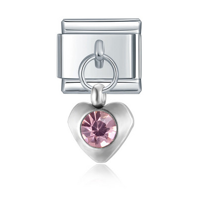 Hapiship Nova 12-mjesečna rođendanska boja srca Blistave CZ šarm veze Fit 9 mm narukvica od nehrđajućeg čelika DIY izrada nakita DJ555