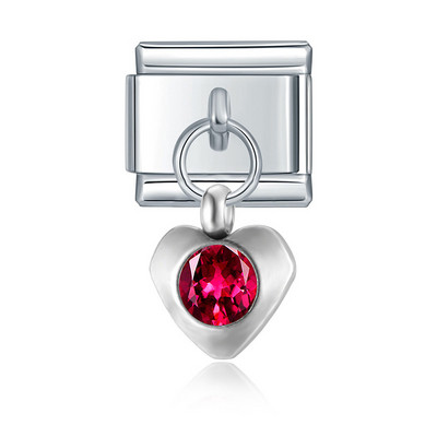 Hapiship Nova 12-mjesečna rođendanska boja srca Blistave CZ šarm veze Fit 9 mm narukvica od nehrđajućeg čelika DIY izrada nakita DJ555