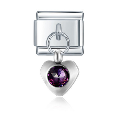 Hapiship Nova 12-mjesečna rođendanska boja srca Blistave CZ šarm veze Fit 9 mm narukvica od nehrđajućeg čelika DIY izrada nakita DJ555