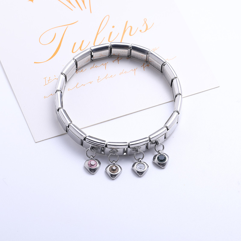 Hapiship Nova 12-mjesečna rođendanska boja srca Blistave CZ šarm veze Fit 9 mm narukvica od nehrđajućeg čelika DIY izrada nakita DJ555