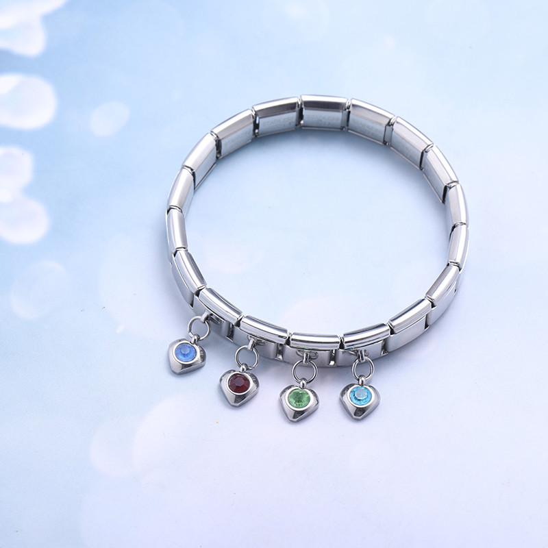 Hapiship Nova 12-mjesečna rođendanska boja srca Blistave CZ šarm veze Fit 9 mm narukvica od nehrđajućeg čelika DIY izrada nakita DJ555