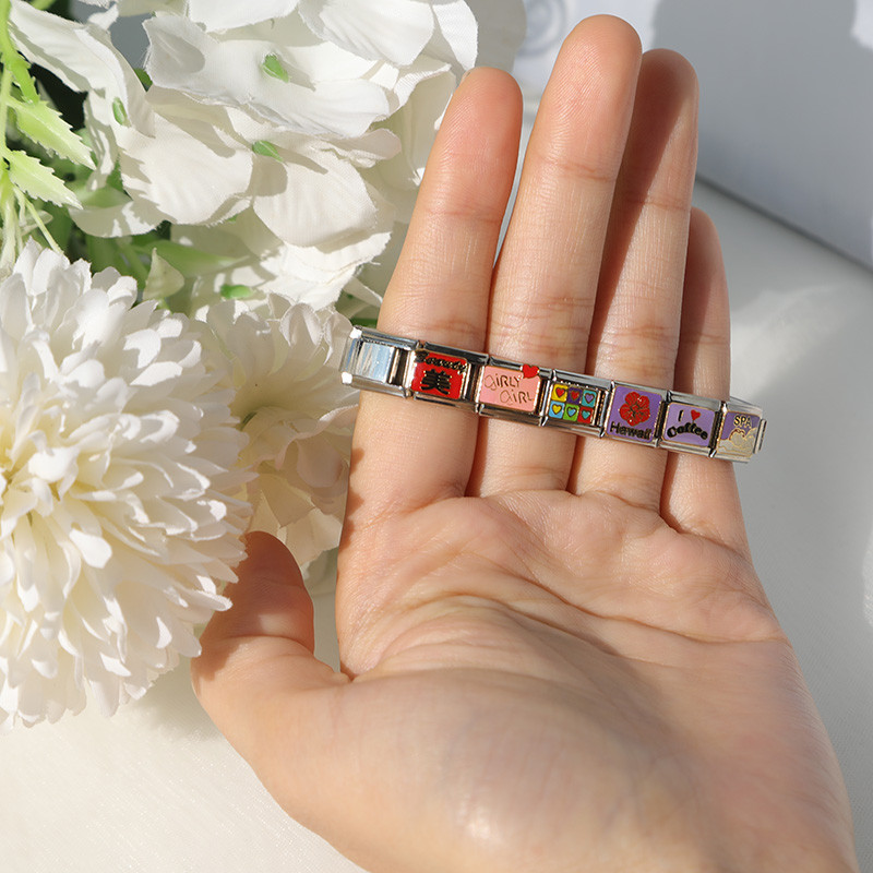Hapiship Top Új 9mm Széles Eredeti Daisy Coffee Key SPA Love Italian DIY Charm karkötő rozsdamentes acél ékszer készítés DJ094