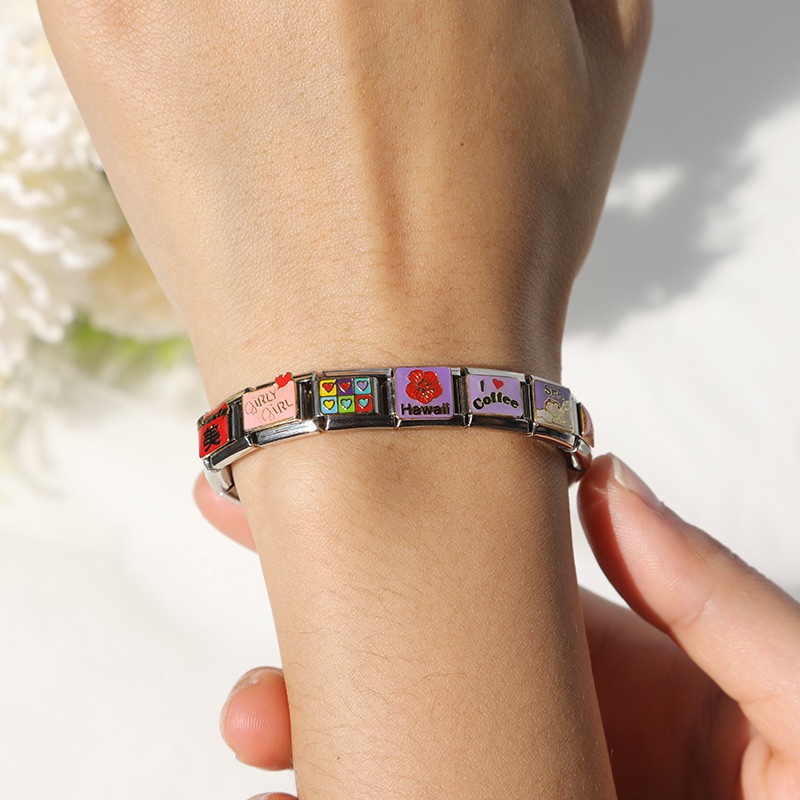 Hapiship Top Új 9mm Széles Eredeti Daisy Coffee Key SPA Love Italian DIY Charm karkötő rozsdamentes acél ékszer készítés DJ094