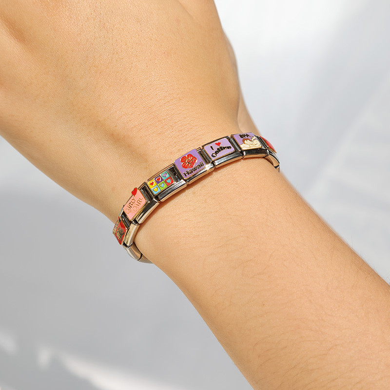 Hapiship Top Új 9mm Széles Eredeti Daisy Coffee Key SPA Love Italian DIY Charm karkötő rozsdamentes acél ékszer készítés DJ094