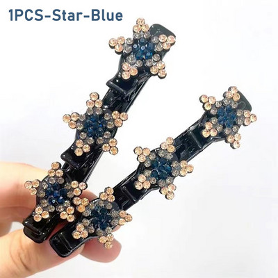 2022 Нова мода Блестящи щипки за коса с плетени кристални камъни 3 цветя Аксесоар за коса за жени Момичета