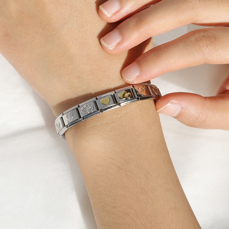 Hapiship Popular Hot Original Daisy Fashion Romantic Heart Charm Links Fit 9mm Гривна от неръждаема стомана Направи си сам DJTop14