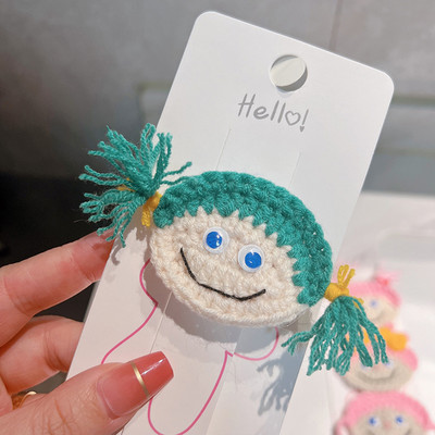 Kötött rajzfilm hajcsat édes aranyos lányok hajtűk színes gyapjú fonal hajtűk gyermek fejfedők haj kiegészítők