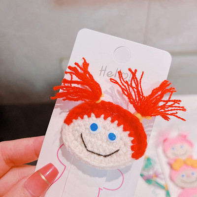 Kötött rajzfilm hajcsat édes aranyos lányok hajtűk színes gyapjú fonal hajtűk gyermek fejfedők haj kiegészítők