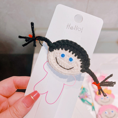 Kötött rajzfilm hajcsat édes aranyos lányok hajtűk színes gyapjú fonal hajtűk gyermek fejfedők haj kiegészítők