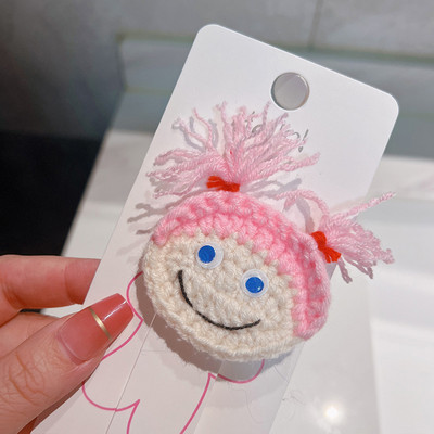 Kötött rajzfilm hajcsat édes aranyos lányok hajtűk színes gyapjú fonal hajtűk gyermek fejfedők haj kiegészítők