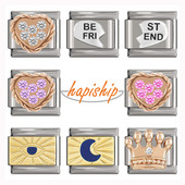 Hapiship Nou Coroană de inimă cu trandafir margaretă originală orbitoare CZ farmec italian se potrivește cu brățară de 9 mm, fabricarea de bijuterii din oțel inoxidabil DJ250