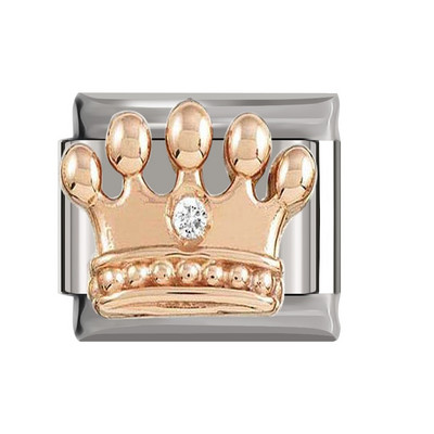 Hapiship Nou Coroană de inimă cu trandafir margaretă originală orbitoare CZ farmec italian se potrivește cu brățară de 9 mm, fabricarea de bijuterii din oțel inoxidabil DJ250