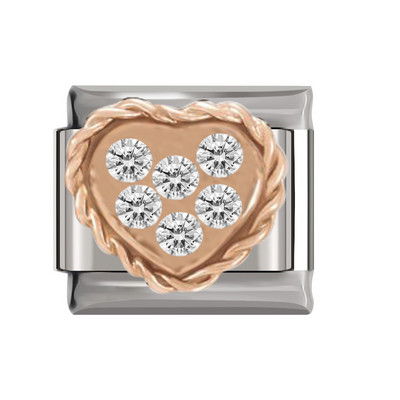 Hapiship Nou Coroană de inimă cu trandafir margaretă originală orbitoare CZ farmec italian se potrivește cu brățară de 9 mm, fabricarea de bijuterii din oțel inoxidabil DJ250