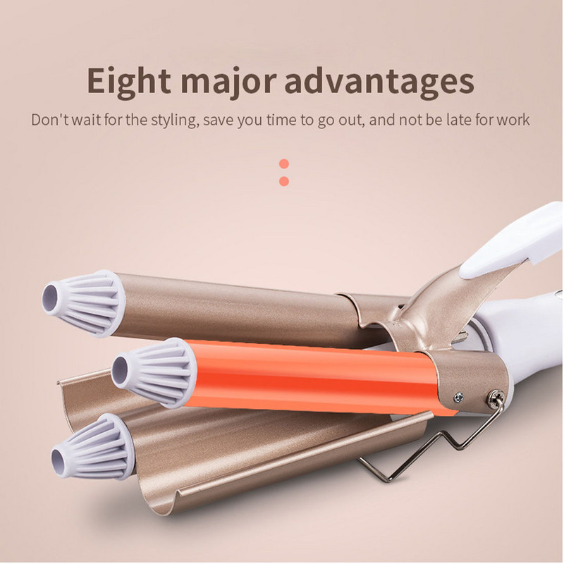 Ondulator de păr cu trei butoi, ondulator de păr personalizat Baghetă ceramică ondulator cu triplu butoi, ondulator de păr