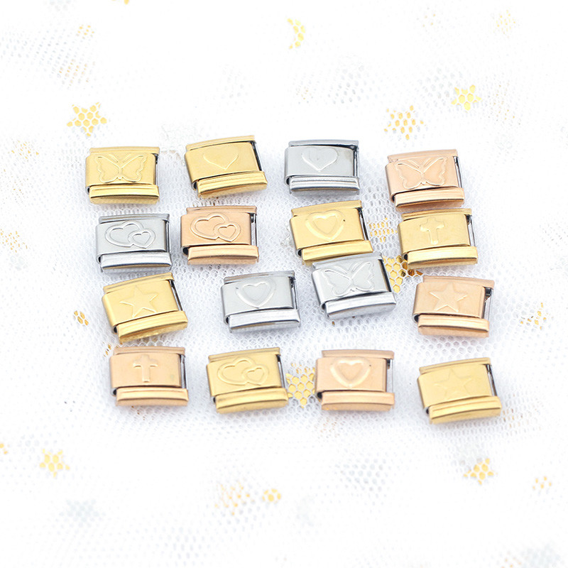 Hapiship Fashion Butterfly Star Cross Romantiline süda Itaalia lingid Charm Fit 9mm roostevabast terasest käevõru ehete valmistamine DJ467