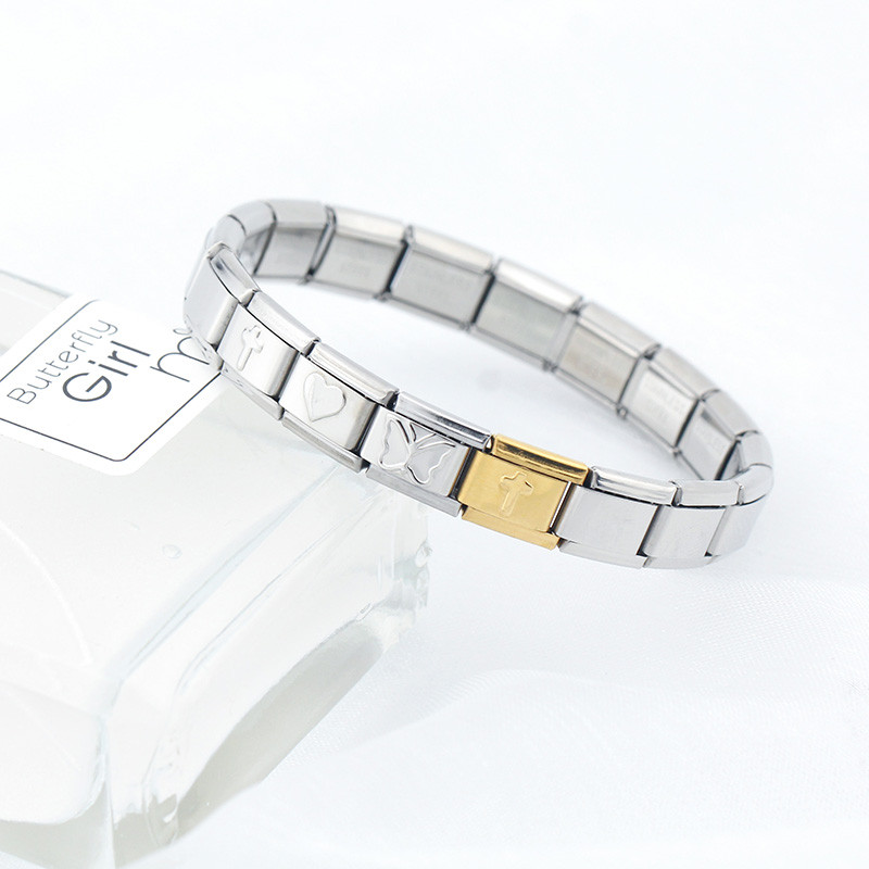 Hapiship Fashion Butterfly Star Cross Romantiline süda Itaalia lingid Charm Fit 9mm roostevabast terasest käevõru ehete valmistamine DJ467