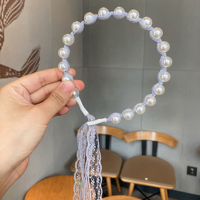 Korea Pearl fejpánt csipke masni szalag haj karika női édes divat elegáns hajpánt hercegnő fejdísz haj kiegészítők