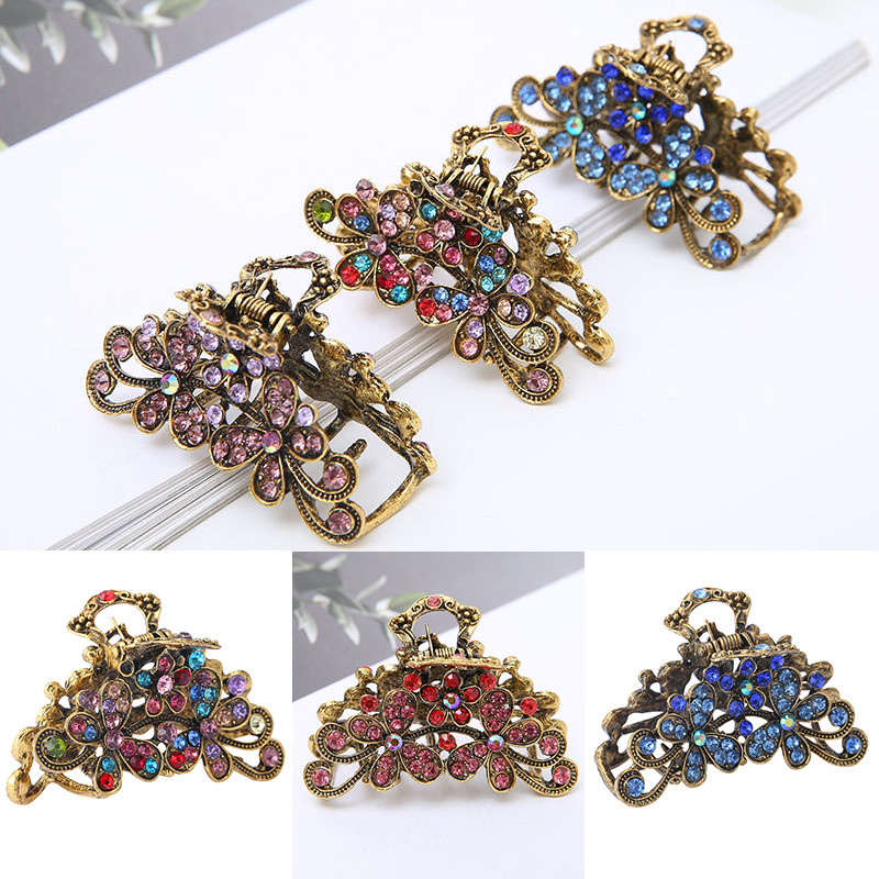 Vintage Crystal Haj Rák Hajtűk Női Elegáns Retro Báj strassz Esküvői Haj Kiegészítők Ékszerek