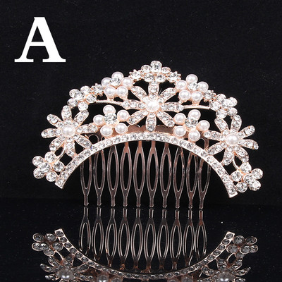 Mados Vestuvės Crystal Barrette Pearl Plaukų šukos Ornamentas Rožinis Auksas Sidabrinis Nuotakos Plaukų segtukai Aksesuarai Papuošalai nuotakai