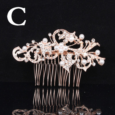 Divat Esküvői Crystal Barrette Pearl Hajfésűk Dísz Rózsarany Ezüst Menyasszonyi Hajtűk Kiegészítők Ékszerek Menyasszonynak