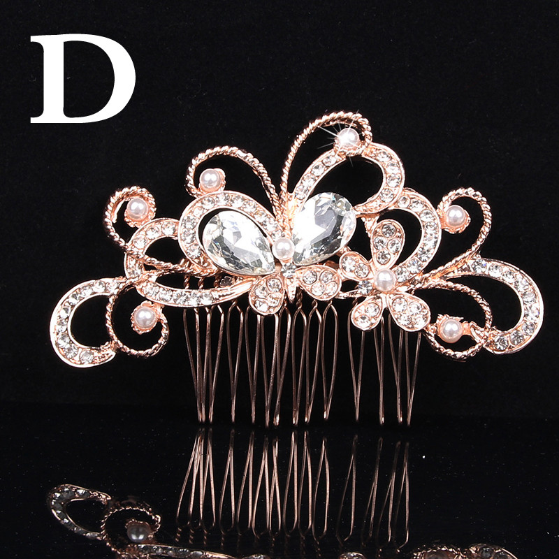 Divat Esküvői Crystal Barrette Pearl Hajfésűk Dísz Rózsarany Ezüst Menyasszonyi Hajtűk Kiegészítők Ékszerek Menyasszonynak