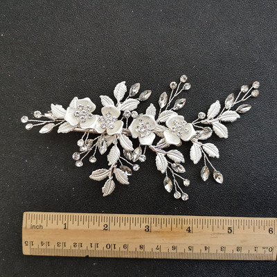 SLBRIDAL Kézzel készített Arany Osztrák Kristályok Strasszok Virág Levél Esküvői Hajcsat Barrettes Menyasszonyi Fejdísz Haj kiegészítők