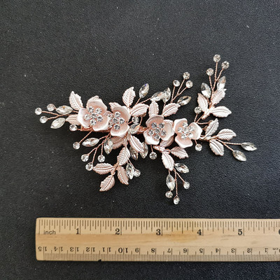 SLBRIDAL Kézzel készített Arany Osztrák Kristályok Strasszok Virág Levél Esküvői Hajcsat Barrettes Menyasszonyi Fejdísz Haj kiegészítők