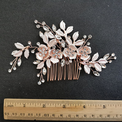 SLBRIDAL Kézzel készített Arany Osztrák Kristályok Strasszok Virág Levél Esküvői Hajcsat Barrettes Menyasszonyi Fejdísz Haj kiegészítők