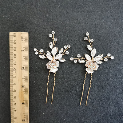 SLBRIDAL Kézzel készített Arany Osztrák Kristályok Strasszok Virág Levél Esküvői Hajcsat Barrettes Menyasszonyi Fejdísz Haj kiegészítők