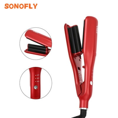 SONOFLY 2 Barrel Negative Ion Care Plaukų suktukas Keraminis Crimper Curling Iron Wavy Splint Thermostat Roller Styling Tools v-530