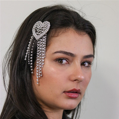 2023 New Fashion Full Rhinestone Love Long Thingle Head Chain Γυναικεία Κομψή γυαλιστερή κρυστάλλινη χτένα μαλλιών Εξαιρετικά κοσμήματα χονδρικής