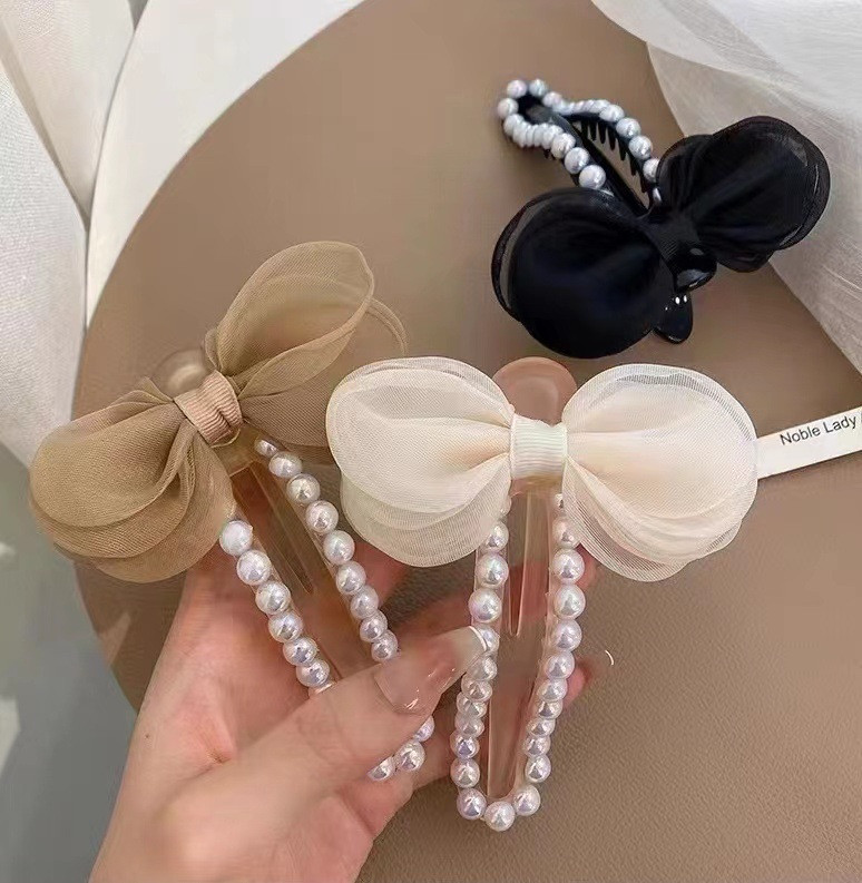 Pearl hajtű Bowknot hajcsat Koreai női kiegészítők 2022 luxus