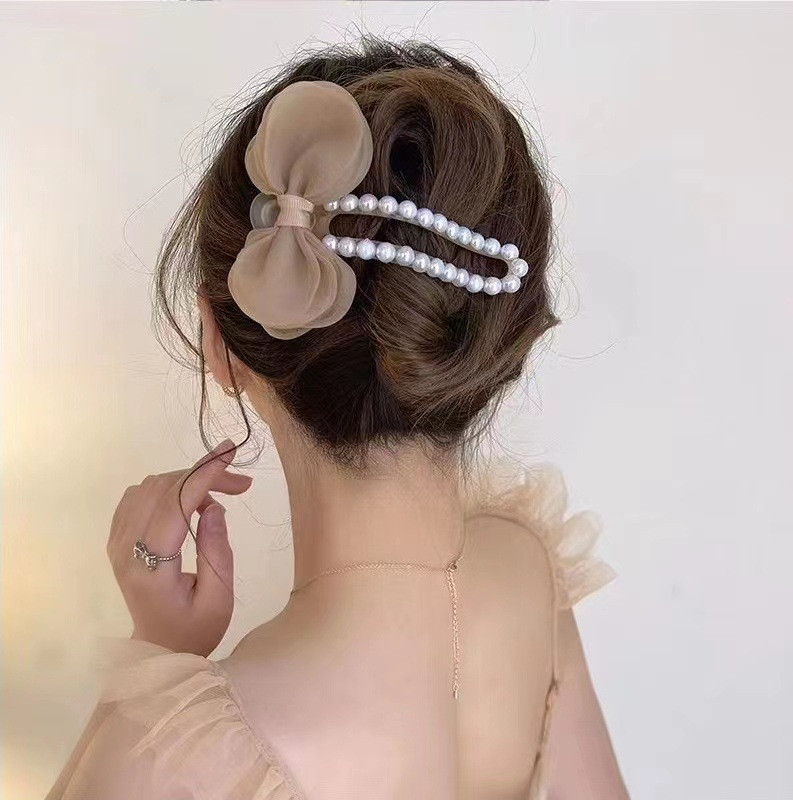 Pearl hajtű Bowknot hajcsat Koreai női kiegészítők 2022 luxus