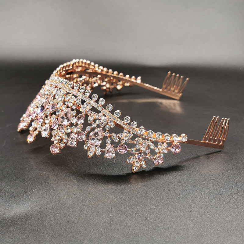 CQHG Nova velika luksuzna europska retro barokna kruna za mladenku Pokrivala za glavu Kraljičina kruna Dodaci preko granice