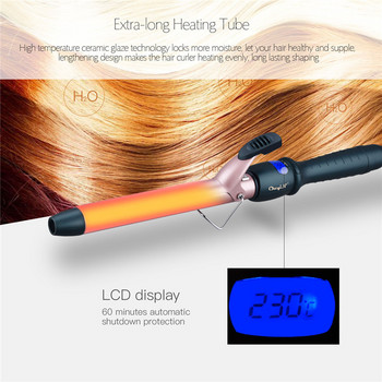 Επαγγελματική ρύθμιση θερμοκρασίας 13-38 mm Σίδερο για μπούκλες μαλλιών Οθόνη LCD με ηλεκτρικό ψαλίδι Μακρύ ραβδί