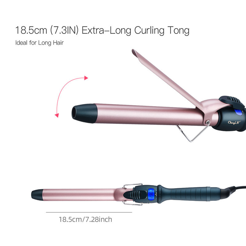 13-38 mm profesionalni uvijač za kosu s LCD zaslonom za podešavanje temperature, električni uvijač s dugim štapićem