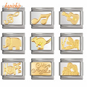 Hapiship Original Daisy Elevant Kangaroo Angel Notes Hope Italian Charm Fit 9mm Käevõru roostevabast terasest ehete valmistamine DJ192