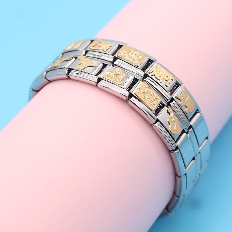 Hapiship Original Daisy Elevant Kangaroo Angel Notes Hope Italian Charm Fit 9mm Käevõru roostevabast terasest ehete valmistamine DJ192