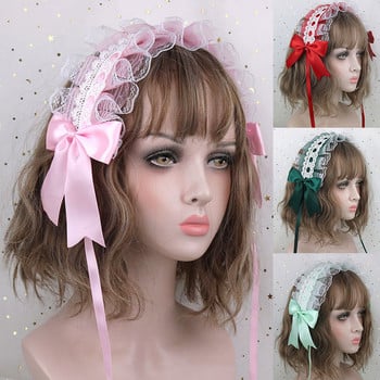 Прекрасен сладък обръч за коса Lolita Lace Flower Headwear Аниме Maid Cosplay лента за глава Аксесоар за коса, ръчно изработен за момичета, подарък