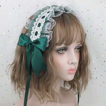 Прекрасен сладък обръч за коса Lolita Lace Flower Headwear Аниме Maid Cosplay лента за глава Аксесоар за коса, ръчно изработен за момичета, подарък