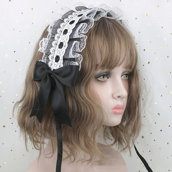 Прекрасен сладък обръч за коса Lolita Lace Flower Headwear Аниме Maid Cosplay лента за глава Аксесоар за коса, ръчно изработен за момичета, подарък