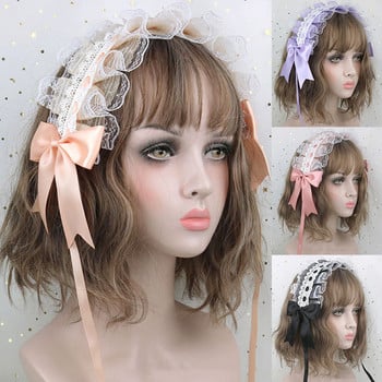 Прекрасен сладък обръч за коса Lolita Lace Flower Headwear Аниме Maid Cosplay лента за глава Аксесоар за коса, ръчно изработен за момичета, подарък