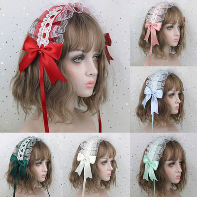 Lovely Sweet Hair Hoop Lolita csipke virágos fejfedő Anime Maid Cosplay fejpánt hajkiegészítő kézzel készített lányoknak ajándék