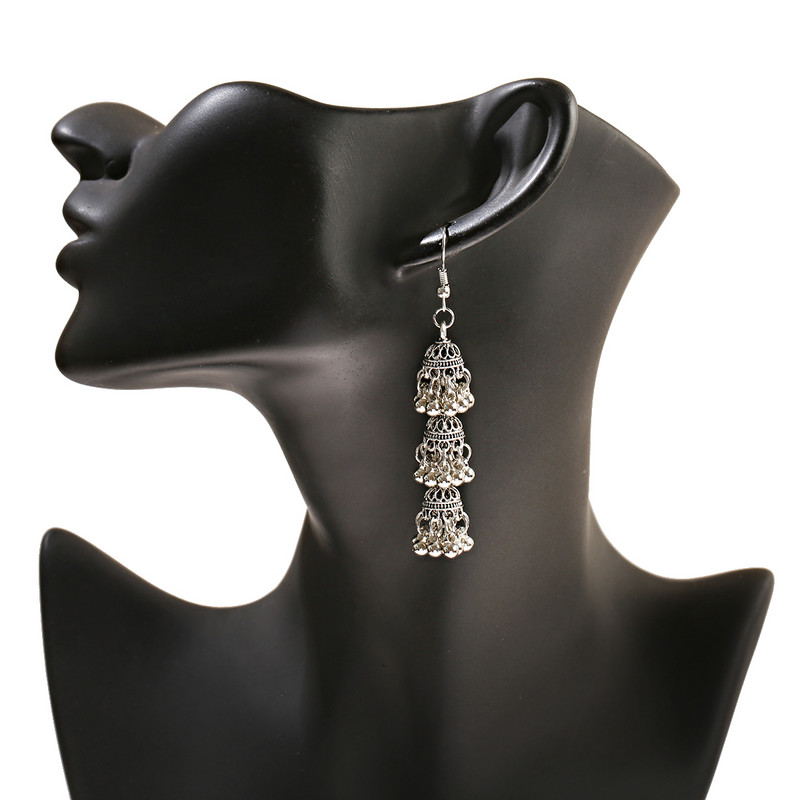 Clopoței Jhumka Cercei indieni Agrafe Set Bețe de păr pentru accesorii de păr Bijuterii pentru femei Cadou pentru fete Cercei țigani Pandantiv ac de păr